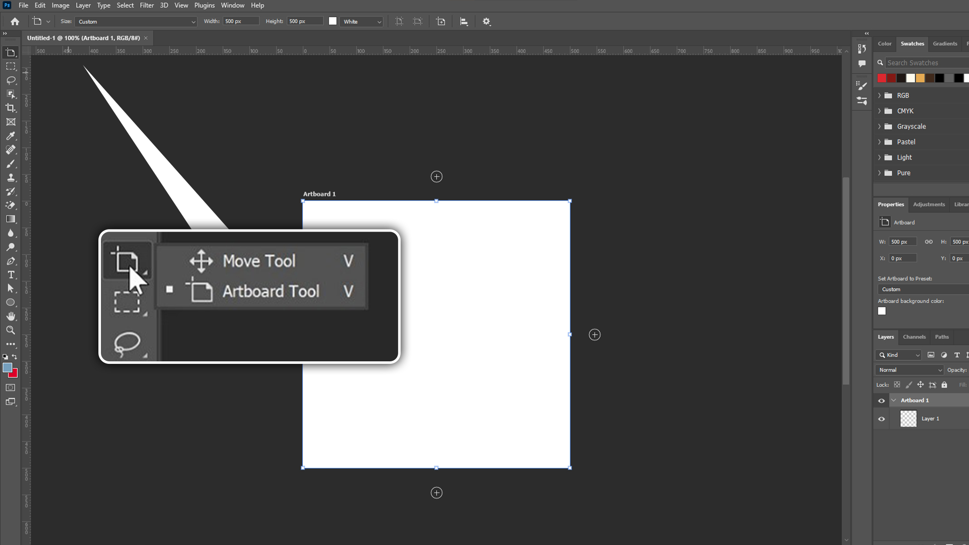 Artboard in Adobe Photoshop